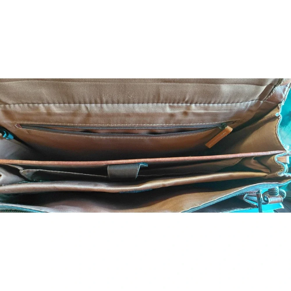 distressed heritage classic vintage executive tan leather briefcase mesenger Bag